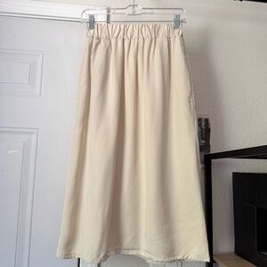 ONLY CHILD ivory cream elastic waist midi skirt